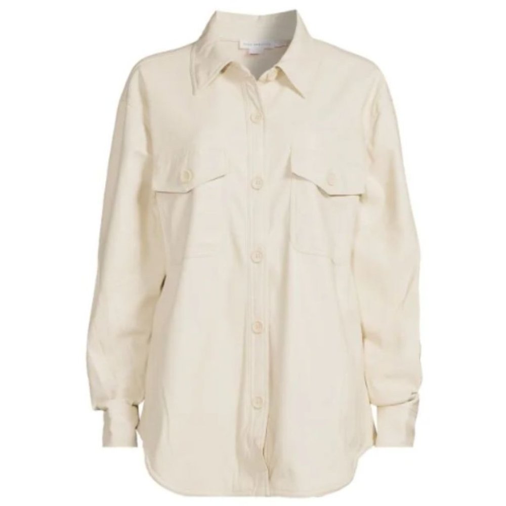 Good American Better Than Leather Faux Leather Shacket Bone Size 3/4=L/XL NWT - Picture 6 of 16